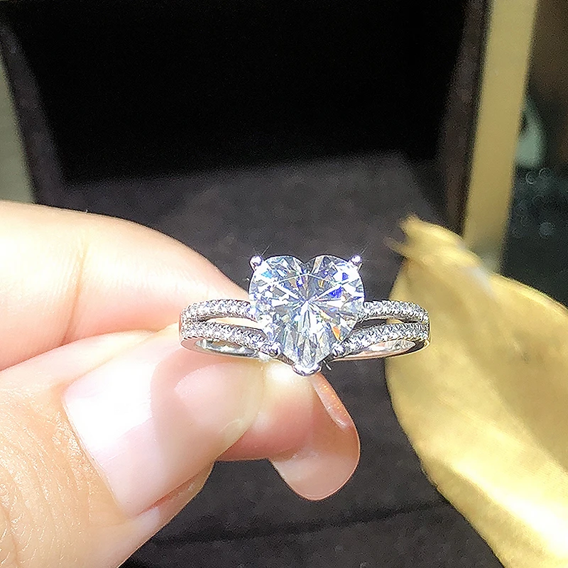 

Обручальное кольцо, обручальное кольцо, лабораторное кольцо с бриллиантом для женщин, DF цвет, 1CT 6,5 мм, сердце, блестящее ограненное, моиссани...