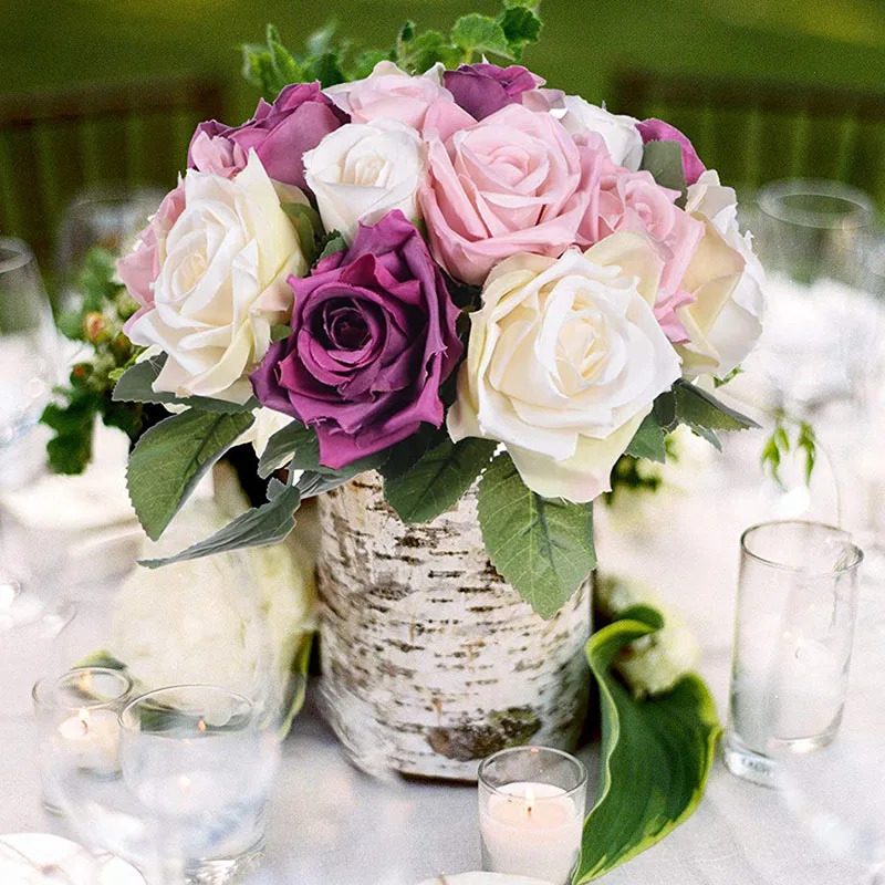 9 шт./лот искусственные цветы букет роз шелковые пластиковые розы невесты