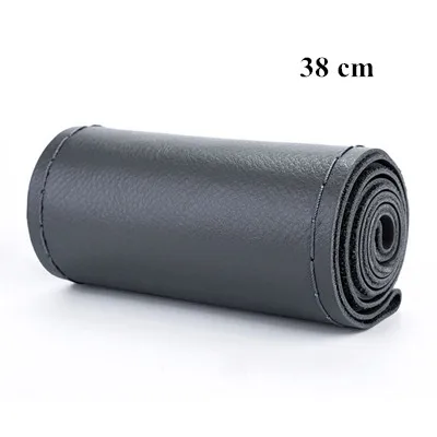 38 Gray DIY чехлы на руль из мягкой волокнистой кожи, оплетка на руль автомобиля с иглой и резьбой, аксессуары для интерьера - Название цвета: 38 Gray