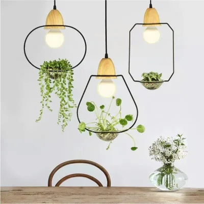 

Modern Home Dinner Led Pendant Light Creative Potted Plant Balcony Designer Hanging Light Fixtures Free Shipping