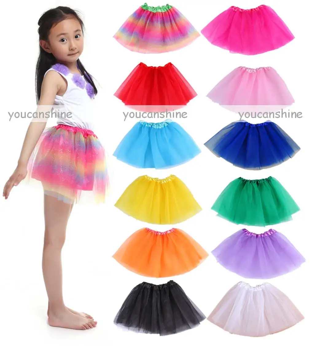 2016 Мини-Малыш Девочка Детские Шифон Юбки Балета Dance Одежда Партии 3 Слоя Тюль