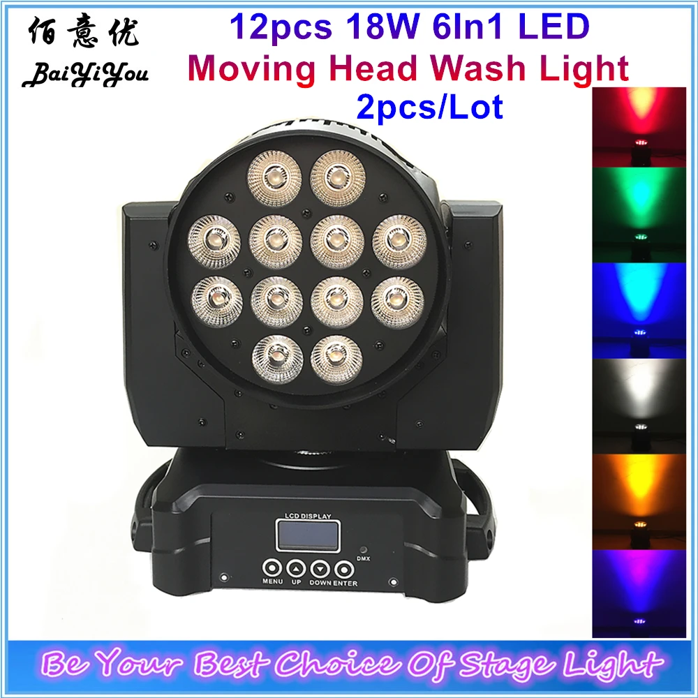 2 шт./лот 12 шт. 18 Вт RGBWA + УФ 6In1 LED перемещение головы с новой уникальной технологией