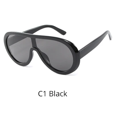 C1 Black Ralferty Овальные Солнцезащитные очки женские интегрированные зеленые солнцезащитные очки женские очки оверсайз UV400 покрытие очки модные очки D8081 - Цвет линз: C1 Black
