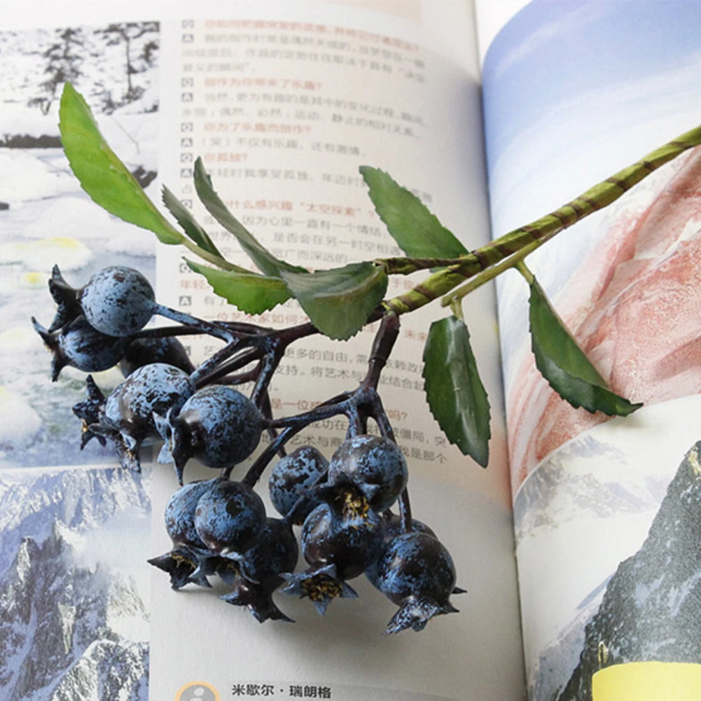 Blue Крошечные искусственные ягоды богатый искусственный цветок ягоды стебли Холли рождественские ягоды для праздника домашнего декора - Цвет: Blue