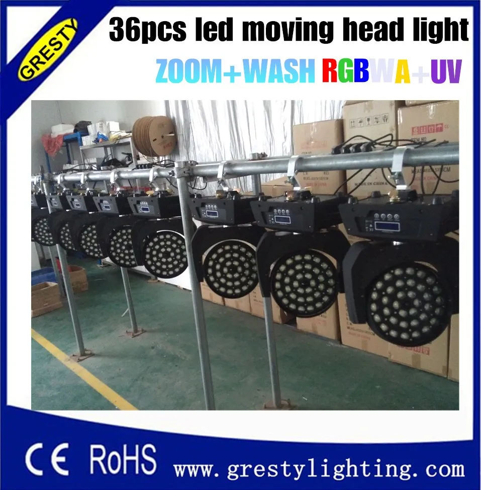 36 шт. 18 Вт rgbwa + uv led движущийся головной свет увеличение луча|moving head light|led moving lightwash
