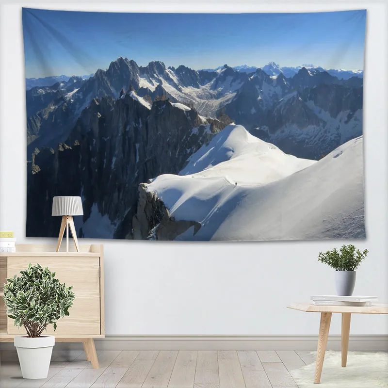 

Custom Beautiful Alps mountain top Tapestry Wall Hanging For Party Decorations Art Home Decor Beach Towel Blankets Customized