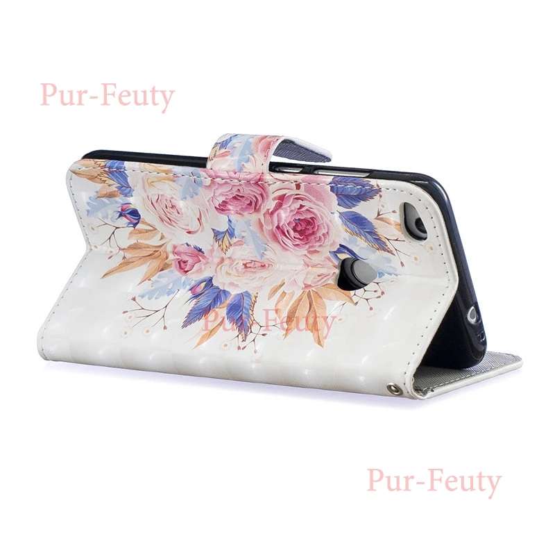 Чехол для Huawei P8Lite 2017 PRA LX1 LA1 Flip Leather Colorful Painting wallet cartoon Covers P9Lite on.