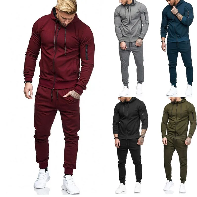 

Spring Autumn Male Patchwork Zipper Sweatshirt Top Pants Sets Sports Suit Tracksuit Men Track Suit Fashion Casual Sets