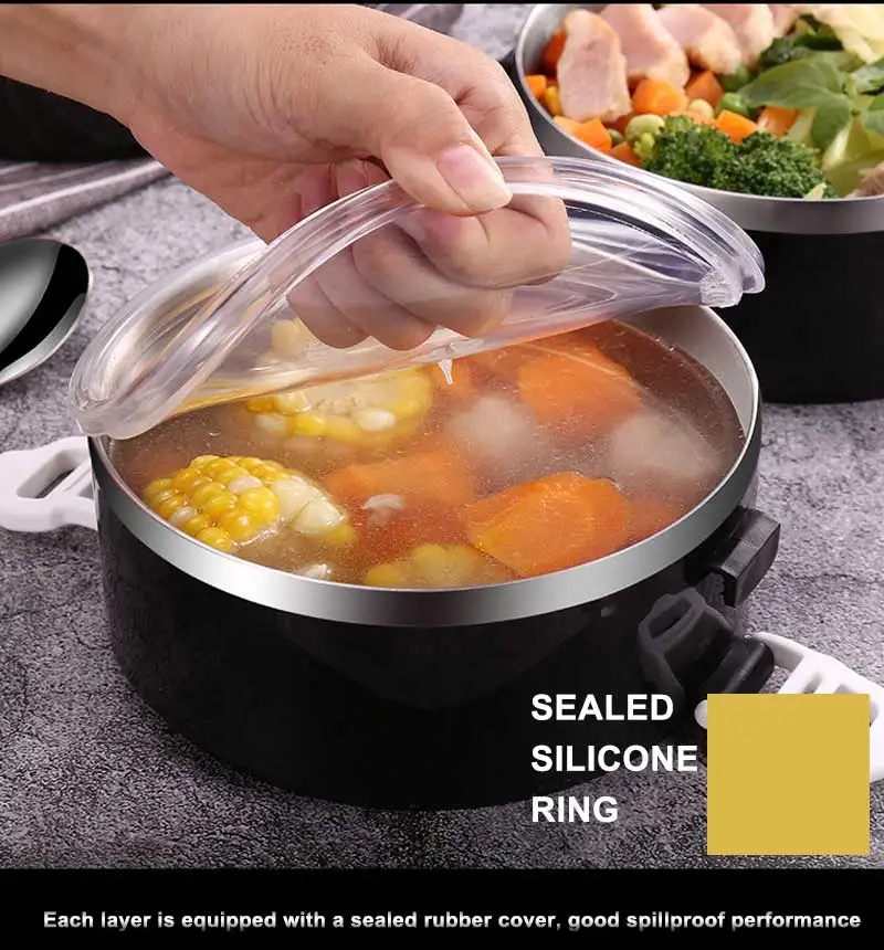 Sunhanny термальный Ланч-бокс, контейнер для еды, Bento box из нержавеющей стали, ланчбокс для детской школы с термосумкой и столовыми приборами