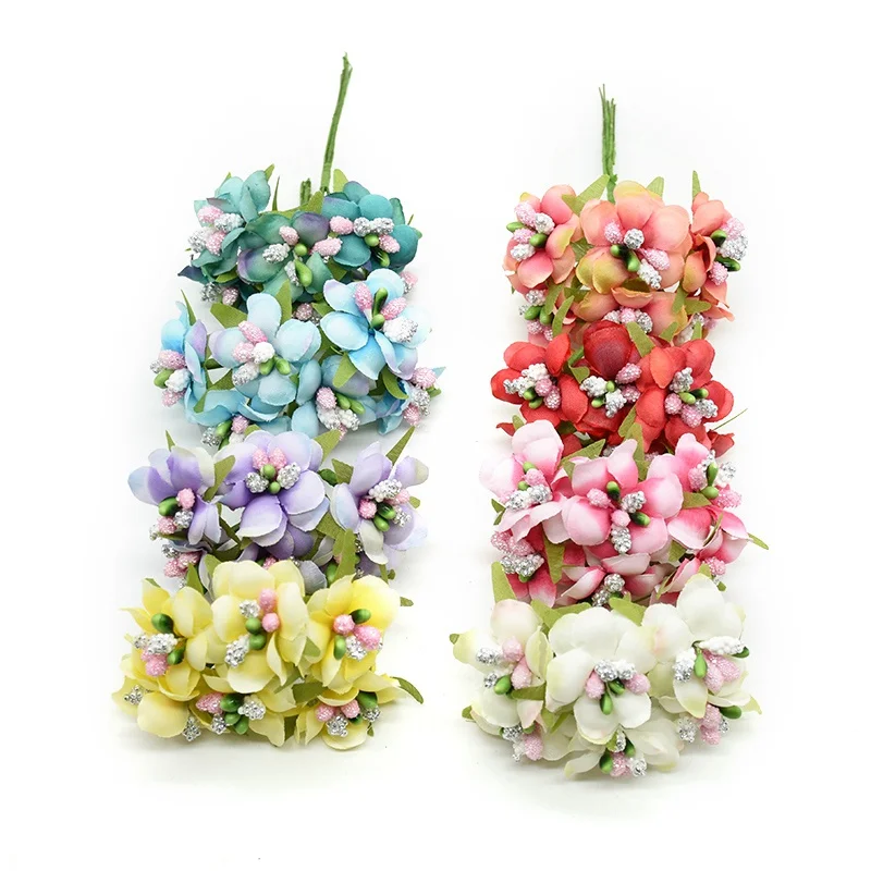 Artificial flowers fake Cherry blossoms for home wedding decoration accessories stamen diy gifts christmas garland silk flower | Дом и сад