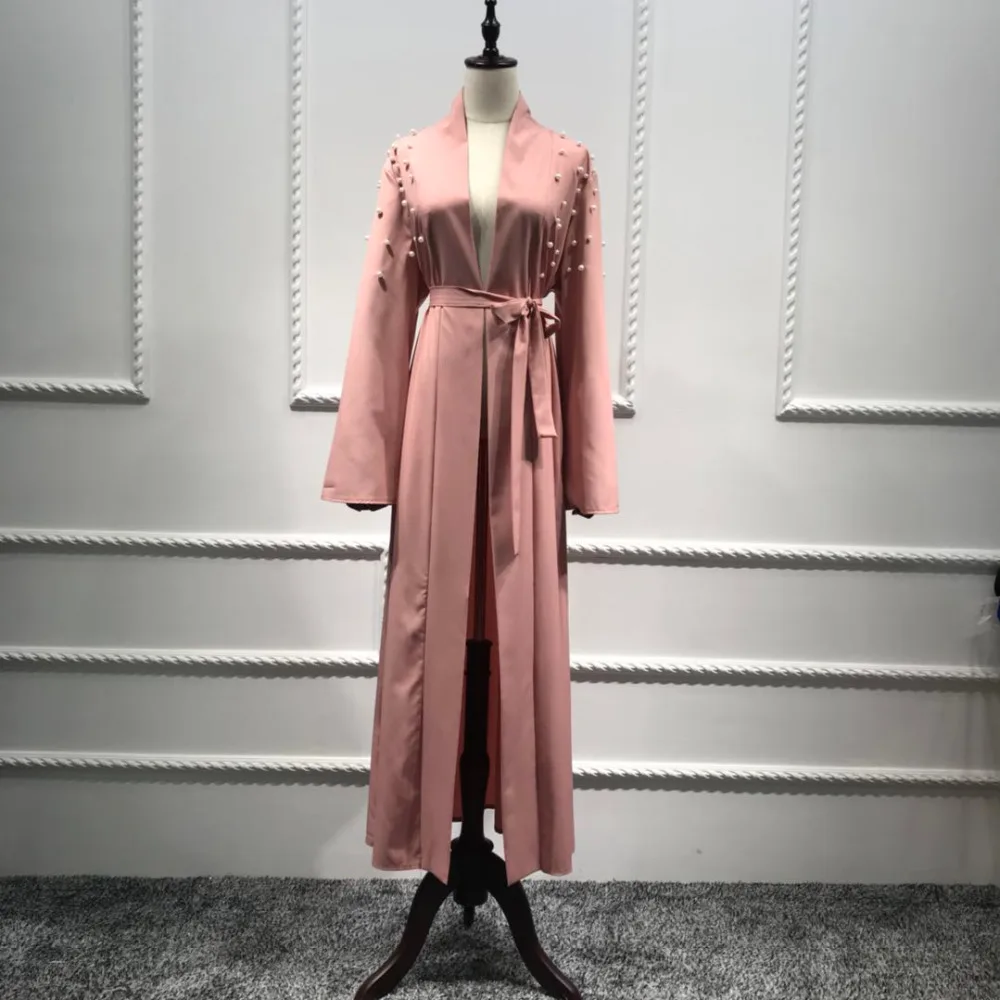 Мусульманское платье с бусинами кардиган туника длинный халат кимоно Jubah Ramadan tobe