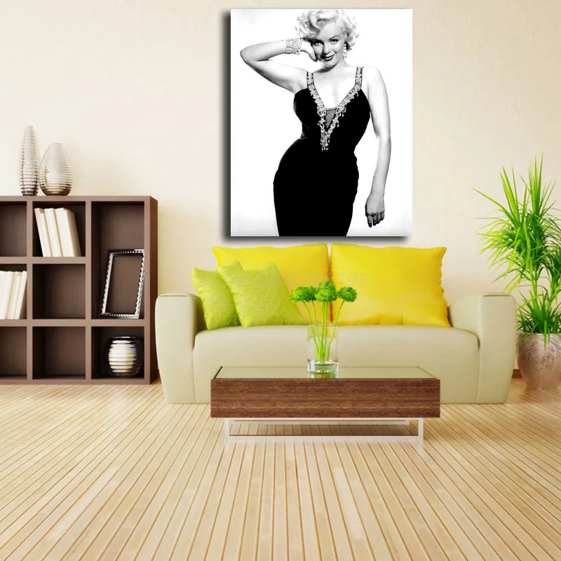 Плакаты Marilyns Monroes на холсте с черным платьем художественная картина стену