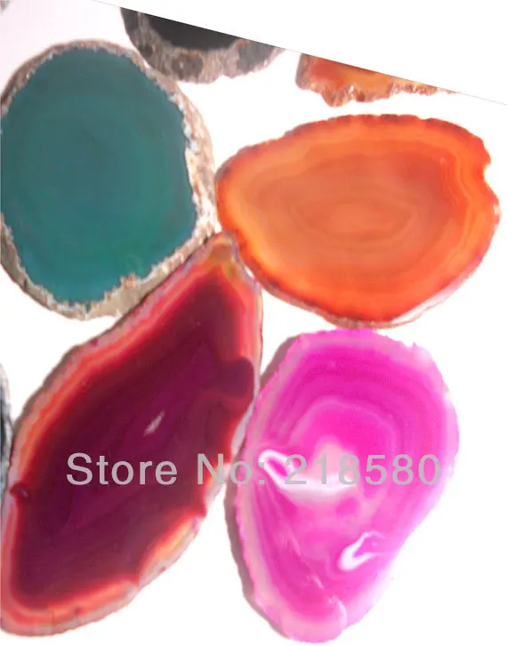 

H-AS05 20pcs Mix Color Stripped Created Agates slice Beads Pink Blue Purple Green Brown 5cm-9cm Long Random In Shape