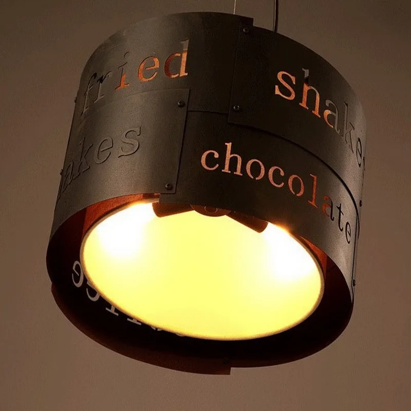 Подвесной светильник в стиле ретро индастриал лофт кованые железные лампочки