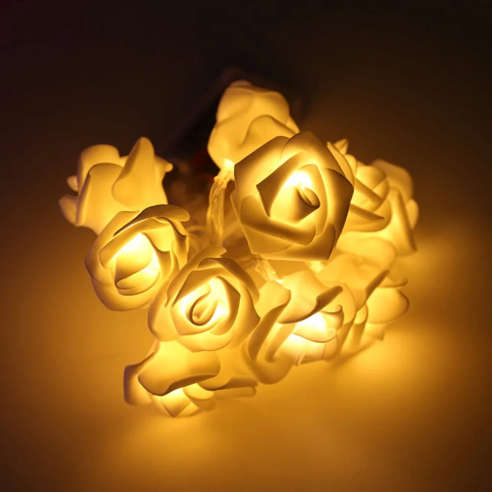 Wedding white Roses LED String Lights 1.2m 10 LEDs Best Gift for Birthday Party Events Christmas Decoration Lightings Casamento | Лампы и