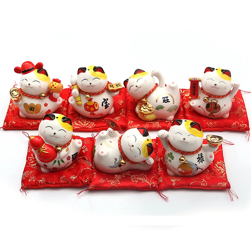 4 дюймовый Керамический счастливый кот домашний декор фарфоровые украшения