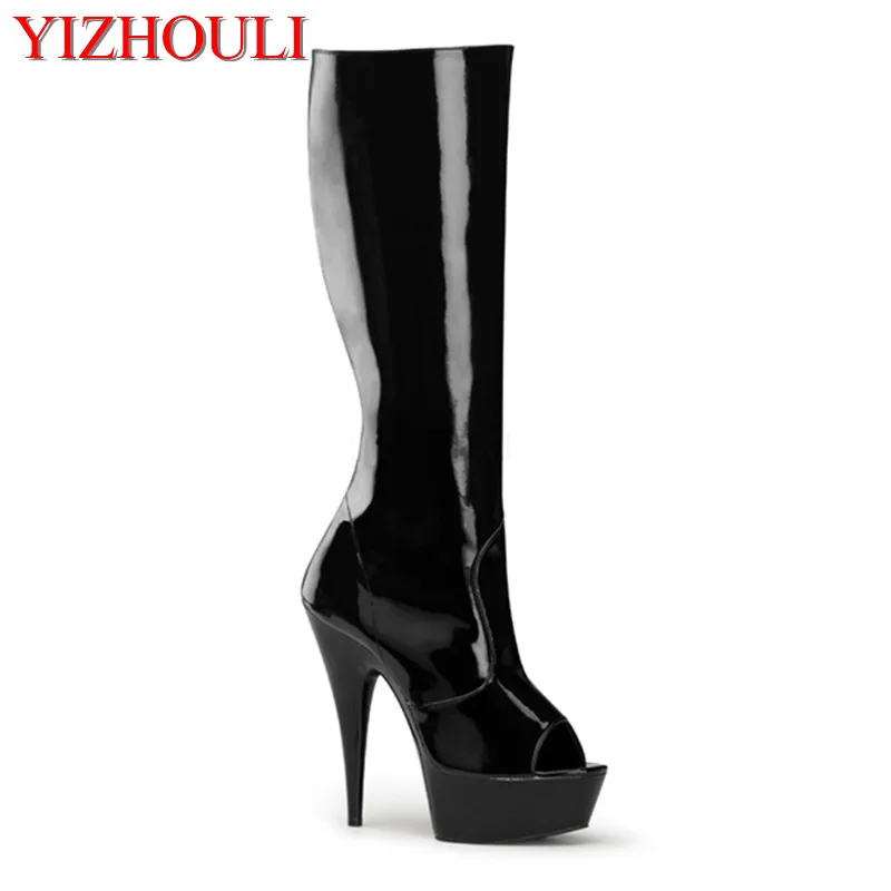 European and American new / 15CM/high heels/white medium boots/night field sexy women Dance Shoes
