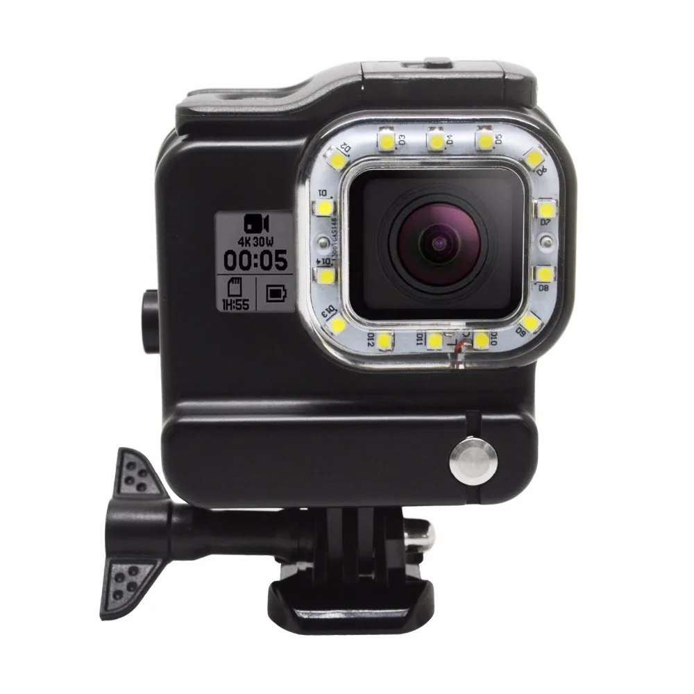 2 в 1 водонепроницаемый чехол + светодиодный фонарик для Gopro Hero 6 5 Подводные детали