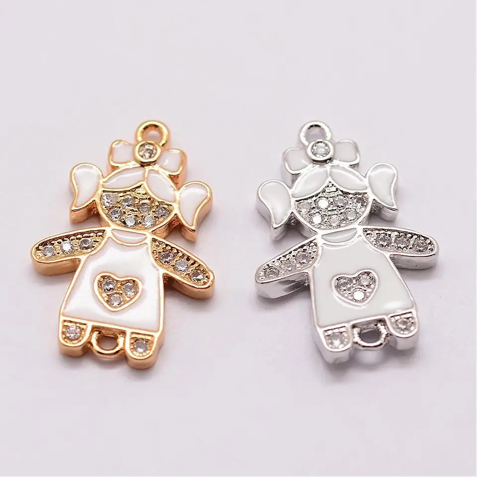 10 шт. золотистые Платиновые шармы с эмалью для браслетов|nickel free|cubic zirconiamicro pave |