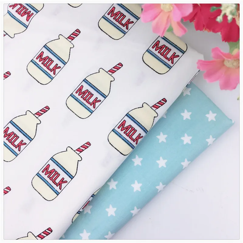 Новая хлопковая саржевая ткань с голубыми звездами для шитья детей и младенцев