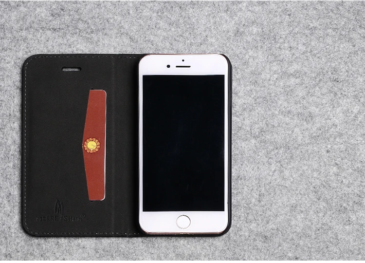 Fierre shann первый слой коровьей зубочистки шаблон Чехлы для iPhone 8 Plus 7 plus 6 6s Plus крышка ручной работы карты карман подставки