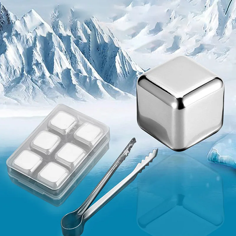 Кубики льда из нержавеющей стали 304 многоразовые камни для охлаждения виски вина