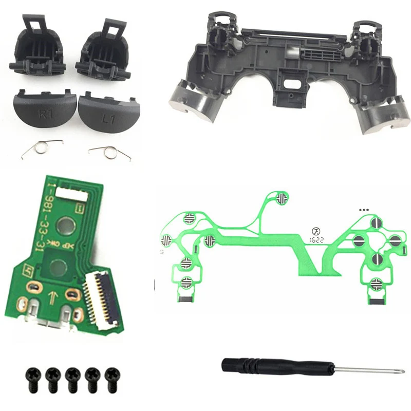 PS4 Pro для ремонта регулятора Kit R1L1R2L2 Женская пленка с внутренней рамкой USB зарядное