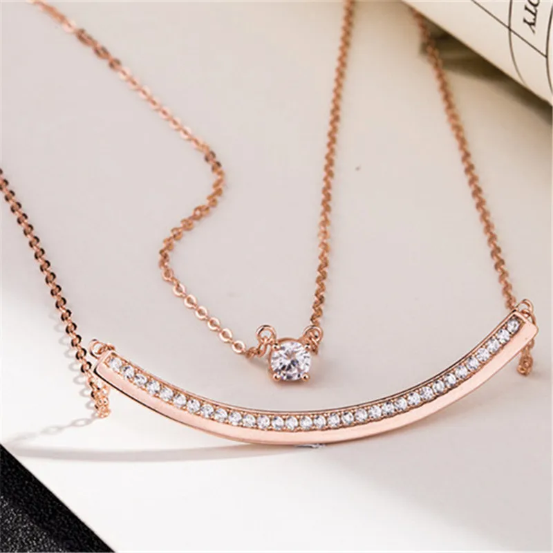 newest smile charm CZ stone pave jewelry layered personalized necklace silver 925 necklaces pendant as women accessories | Украшения и