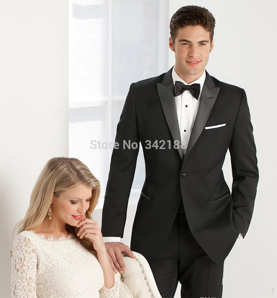 

Black Business Groom Tuxedos Best Man Color Butyl Process Lapel Gun Collar Groomsmen Men Wedding Suits/custom suit/best suitswed