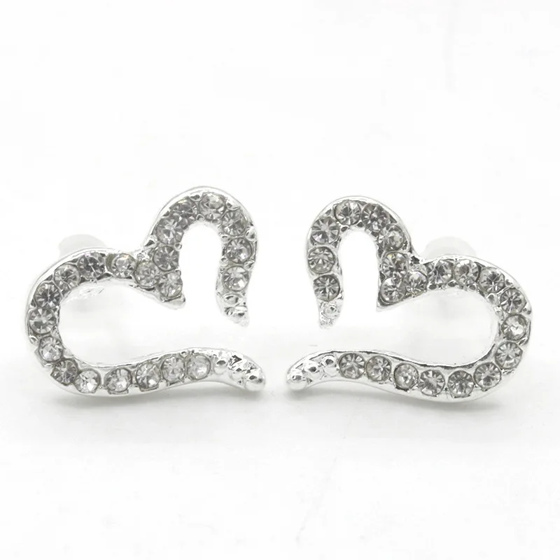 Серьги-гвоздики в форме сердца для женщин посеребренные серьги с кристаллами