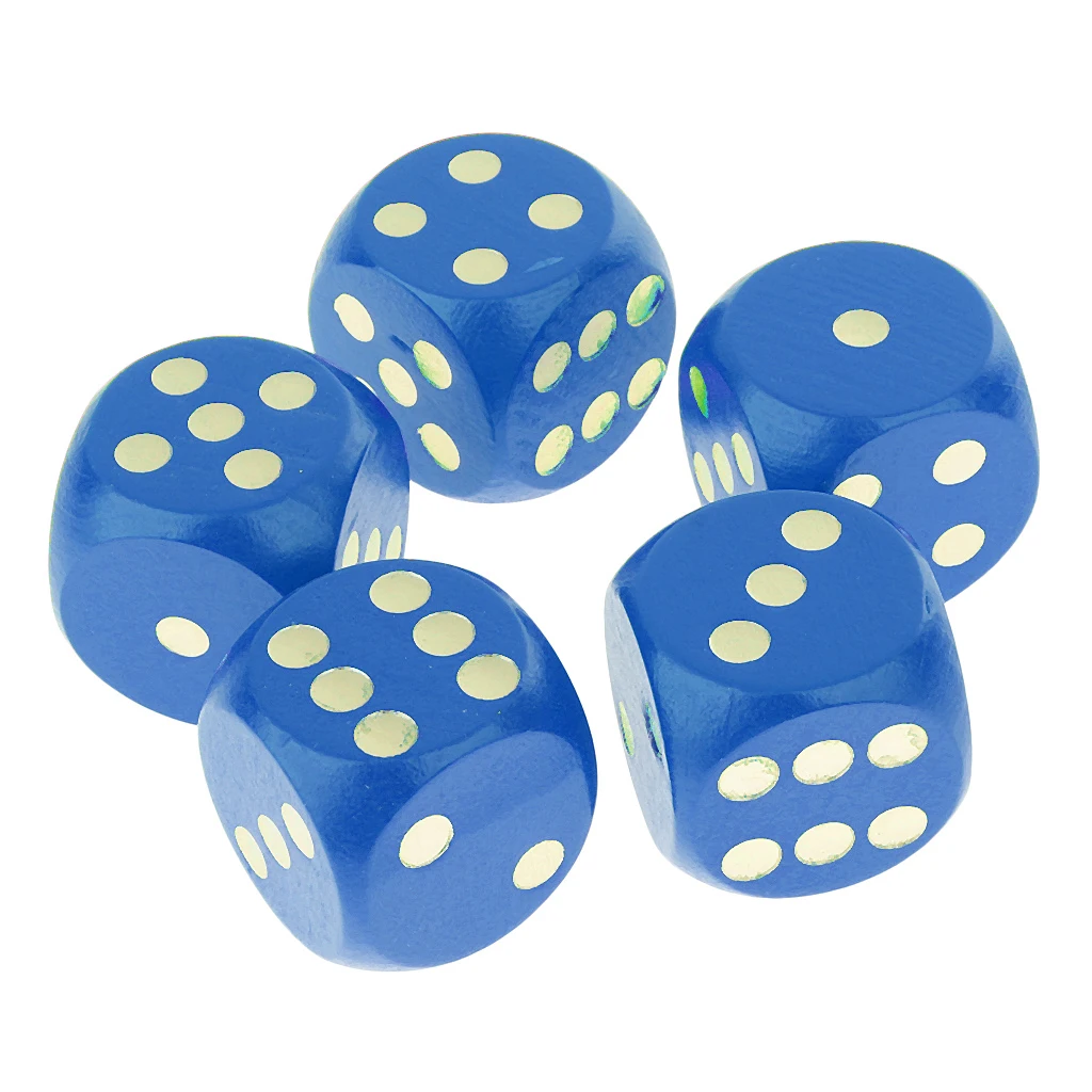 Деревянные игральные кости D6 5 шт. 3 см 6 сторонние точечные для D & TRPG DND MTG