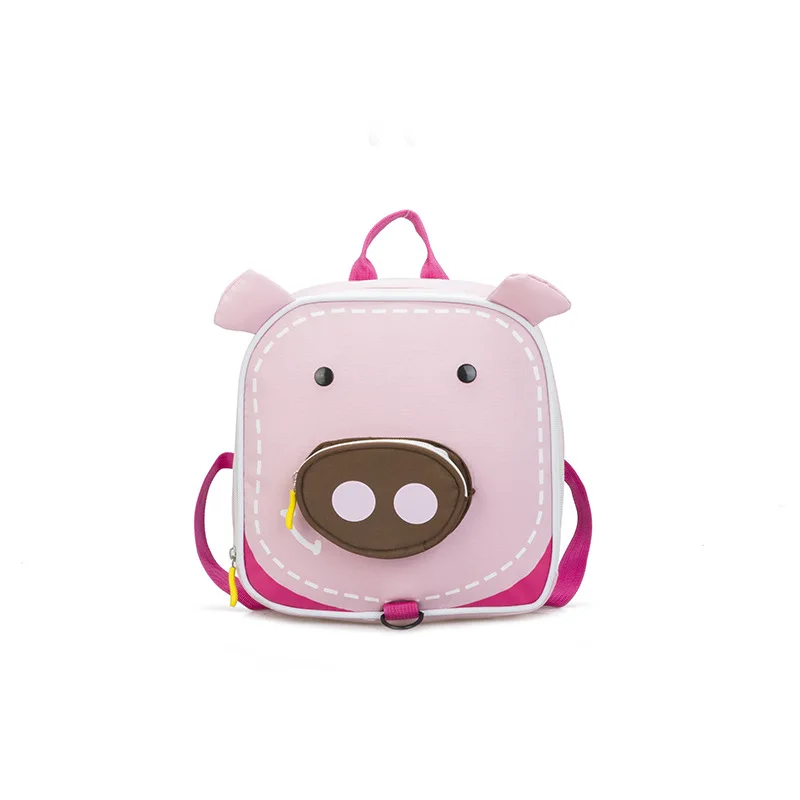 Pig Милый 3D мультфильм сумка для малышей анти-потеря поводок жгут ремень ходячие крылья детская коробка для завтраков Детский сад Школьный рюкзак - Цвет: Pig