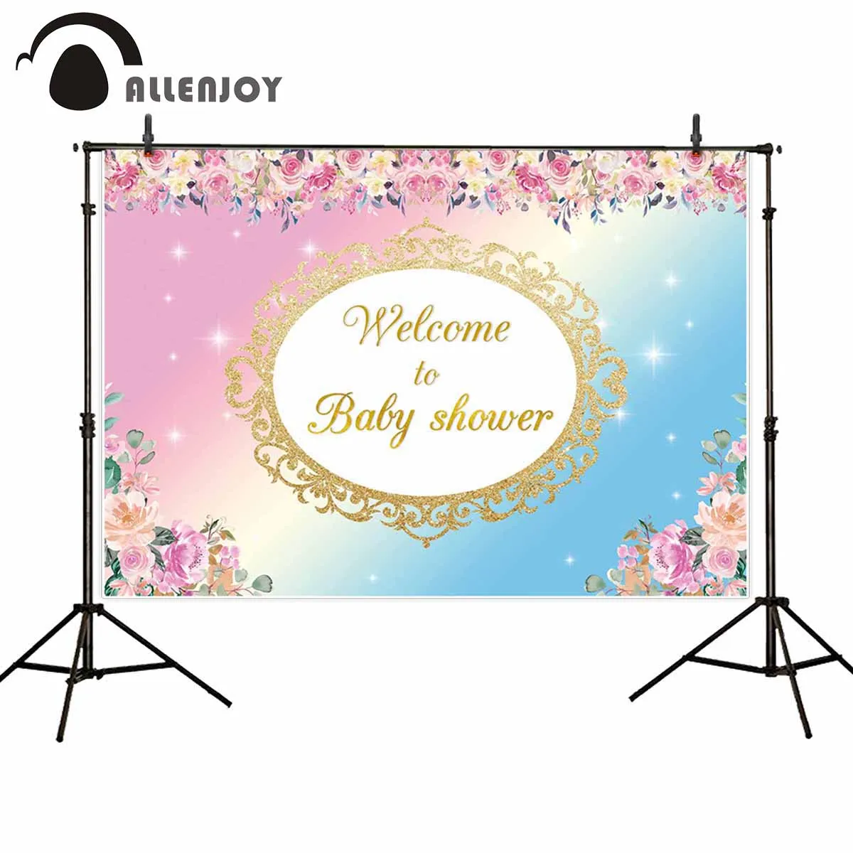 Allenjoy фоны для фотостудии розовый синий градиент цветок Блеск Золотая граница