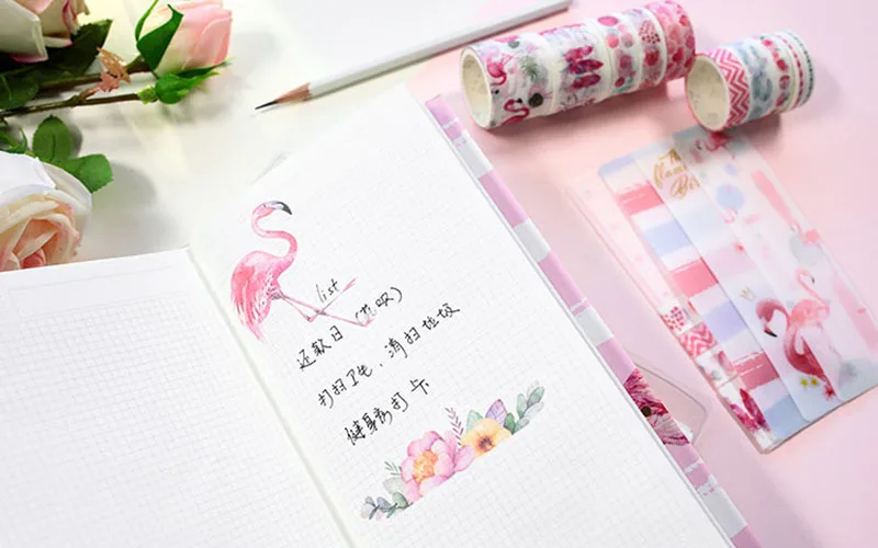 New Spiral Flamingo Space Bullet Journal Diary Handbook Set Travel Notebook Planner with Sticker Tape Beautiful Agenda