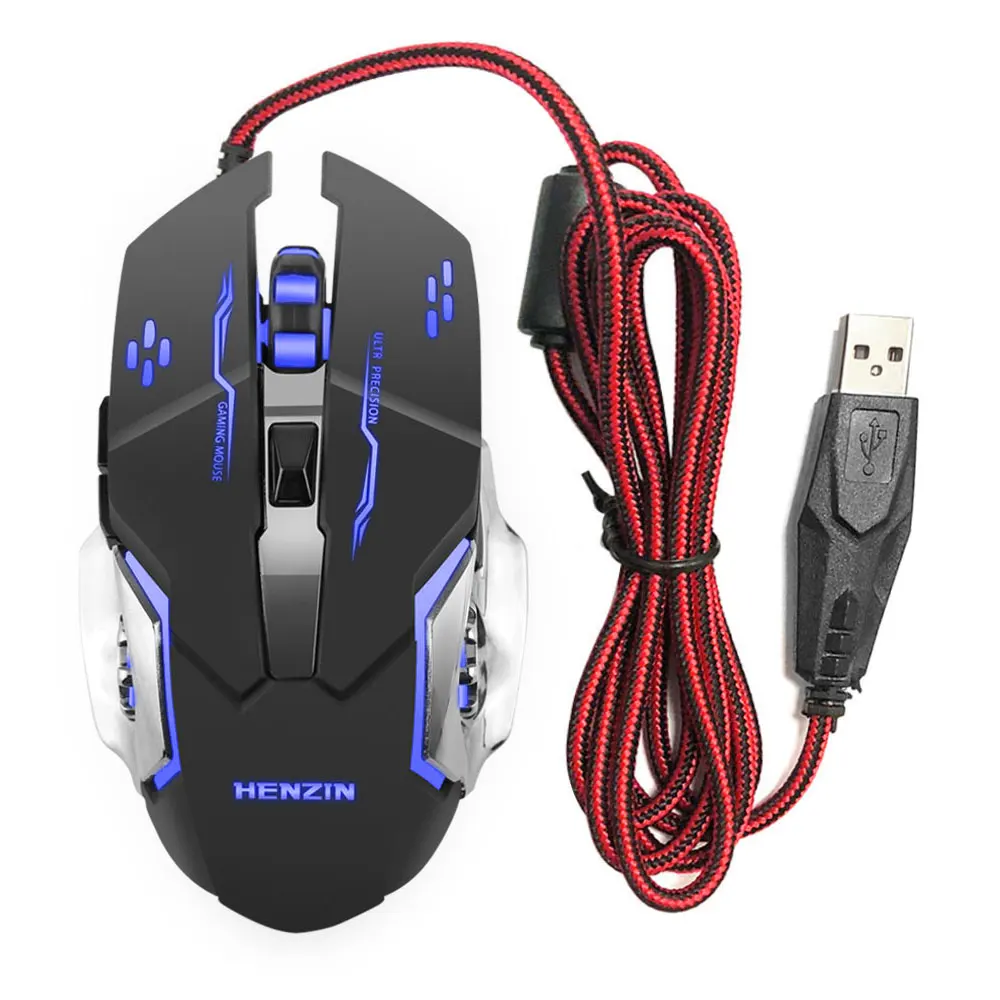 Pro эргономичная оптическая игровая мышь RGB с подсветкой 3200 dpi регулируемые проволочные геймерские мыши с 6 кнопками для настольного ПК ноутбука