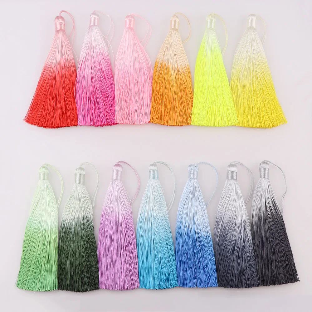 

2 шт., большой размер, градиентный цвет, шелковая кисточка, подвески, ожерелье, серьги, фурнитура, кисточки для ювелирных изделий, сделай сам, ...