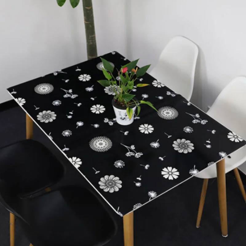 

HAZY PVC Tablecloth Waterproof Rectangle Table Coth Oil-proof Antifouling Soft Glass Protect the Dining Table Desktop 1.5mm