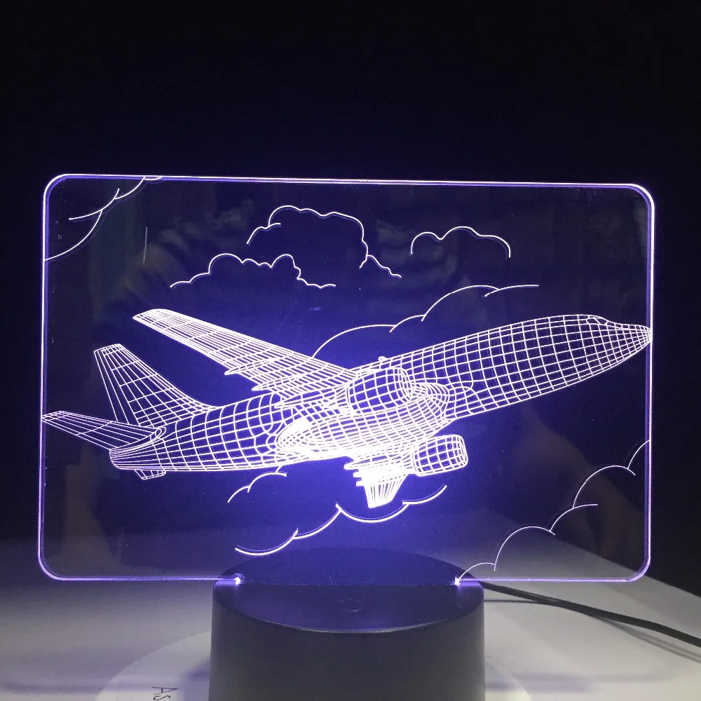 Истребитель 3D ночной Светильник Новинка Светодиодный плоскости настольная