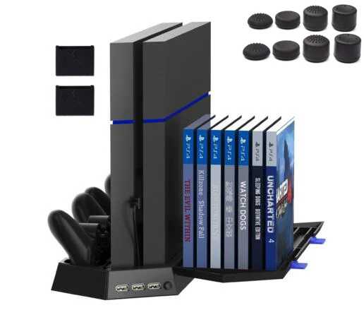 Вертикальный стоячий вентилятор для PS4 контроллер с зарядной станцией и CD-диском