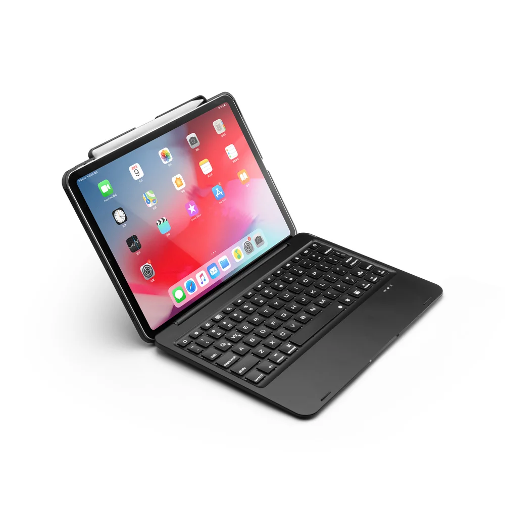 Для iPad Pro 11 светодиодный беспроводной Bluetooth чехол-подставка для клавиатуры русский/испанский/иврит Встроенный держатель для карандашей