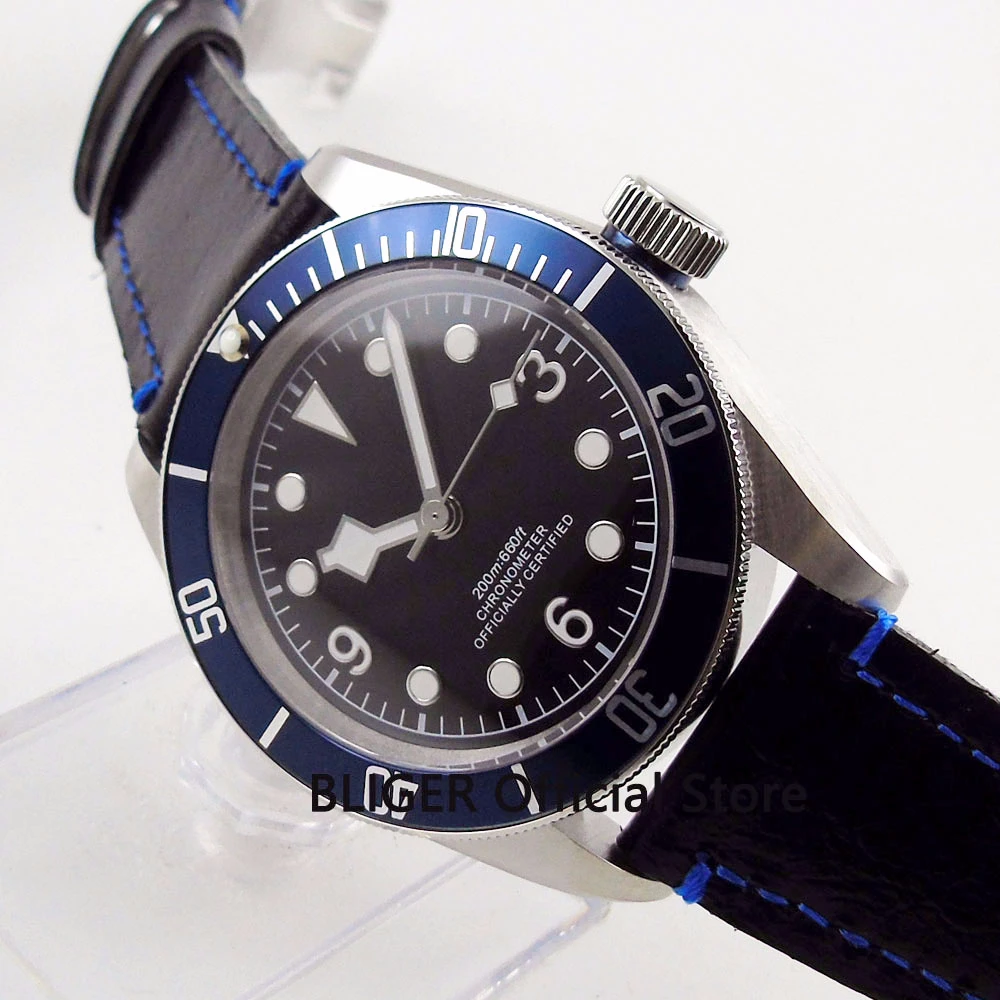 

Sapphire Crystal 41MM Men's Watch Sterile Dial Blue Rotating Bezel 21 Jewels Automatic Movement Wristwatch