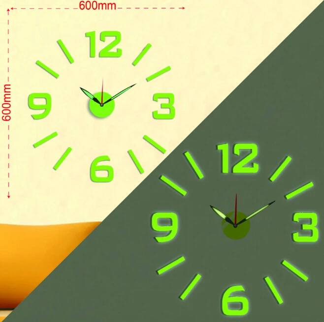 3D Большой Размер Украшения Настенные Часы часы кварцевые карманные градиент