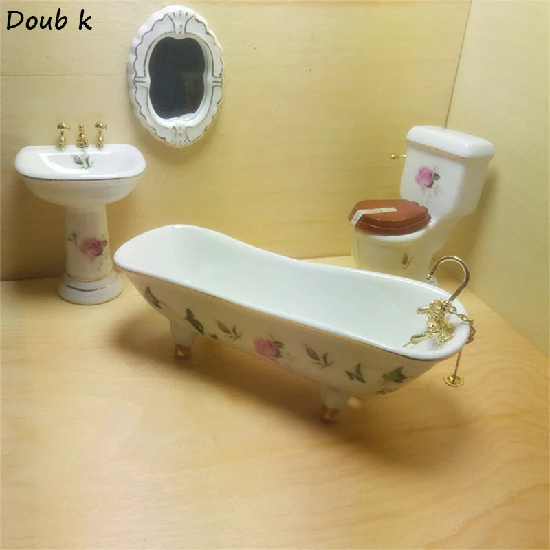 Doube K Имитация из чистого белого золота плетеная керамическая 1:12 для ванной