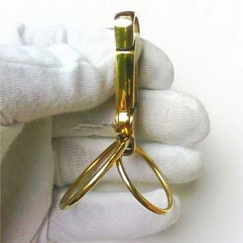 EDC латунные брелоки карабины полированное Двойное стальное кольцо мужской