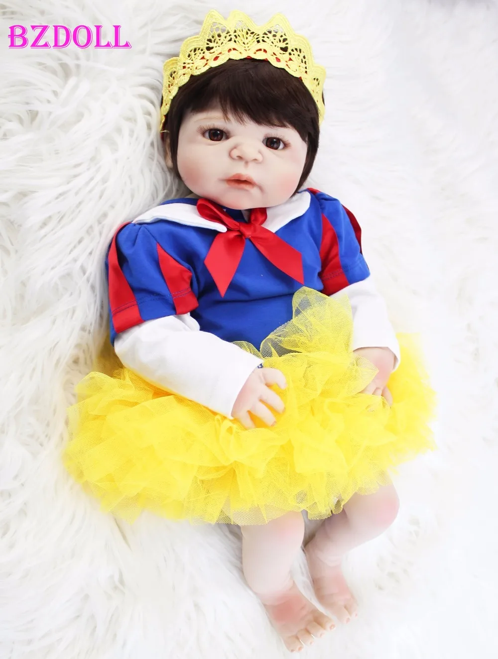 

55cm Full Silicone Reborn Doll Toy Lifelike Vinyl Newborn Princess Babies Bebe Alive Lovely Birthday Gift Girls Boneca