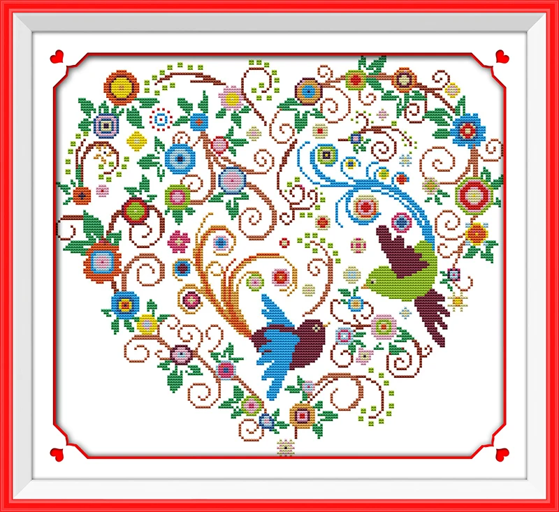 Красочные картины с декором в виде сердца Феникса рассчитаны на холст DMC 14CT 11CT