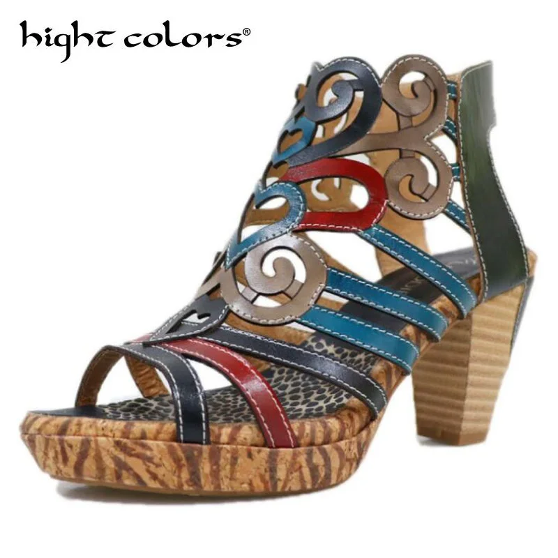 Босоножки в национальном стиле обувь ручной работы из воловьей кожи модная