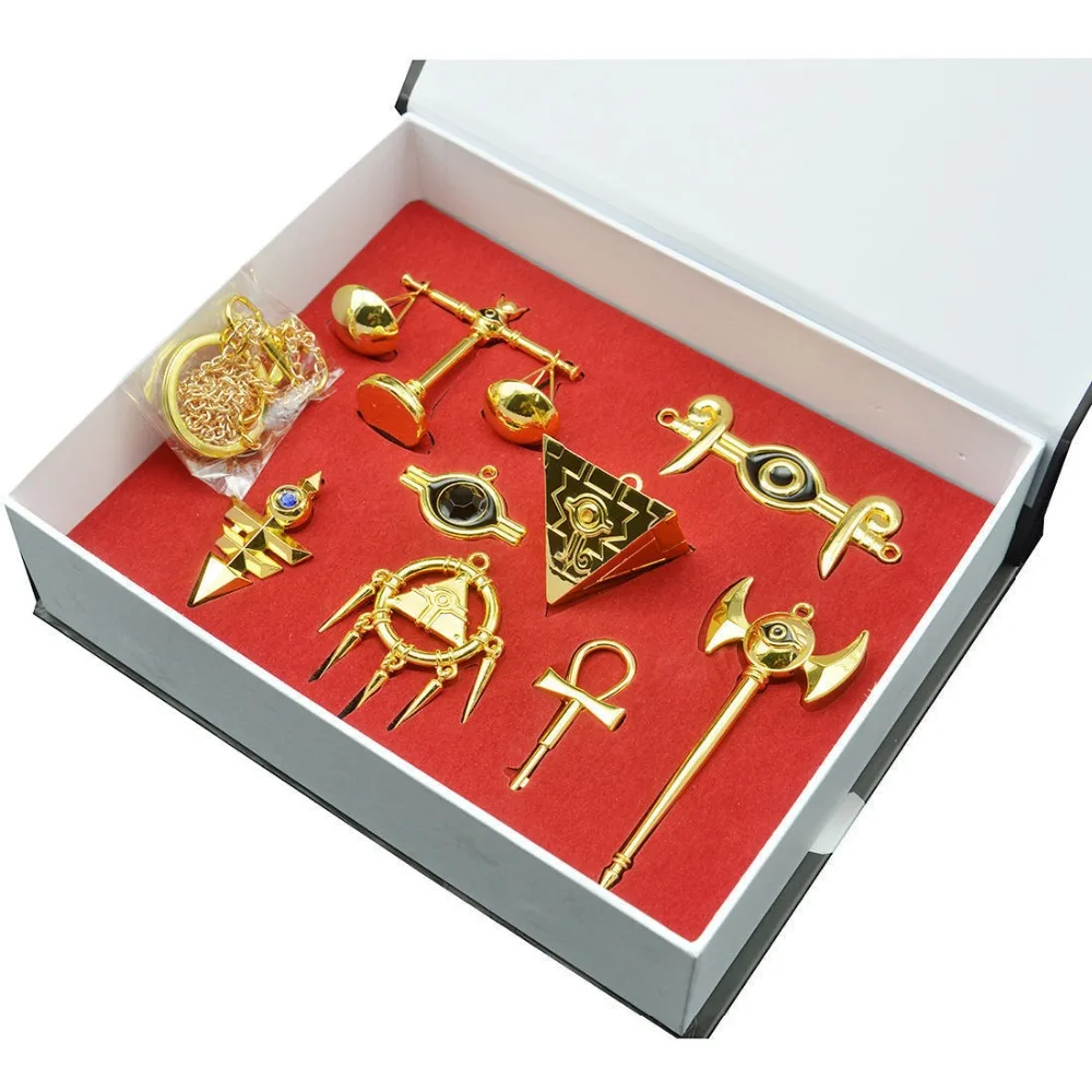 

Anime Game Yu-Gi-Oh! Millennium Items Puzzle Eye Necklace Keychain Pendant 8pcs Set+Box