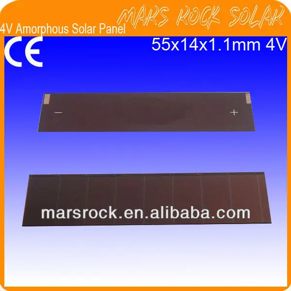 

4V 55x14x1.1mm Amorphous Silicon Thin Film Solar Photovoltaic Module PV cells apply for Toys,Calculator,Mini solar panel, Lamps.