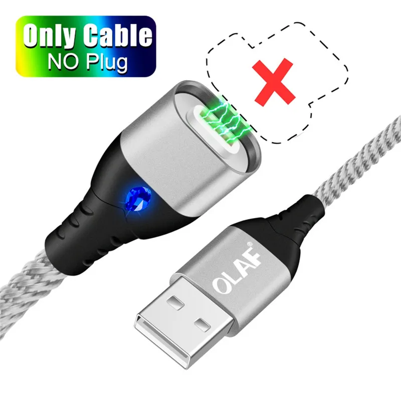 A2 Silver Only Cable OLAF 3A светодиодный магнитный usb кабель для зарядки Micro для Xiaomi huawei Micro USB кабель для быстрой зарядки для samsung кабель для передачи данных Microusb - Цвет: A2 Silver Only Cable